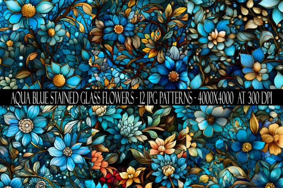 Aqua Blue Stained Glass Flower Patterns: A Comprehensive Guide to High-Resolution Digital Assets