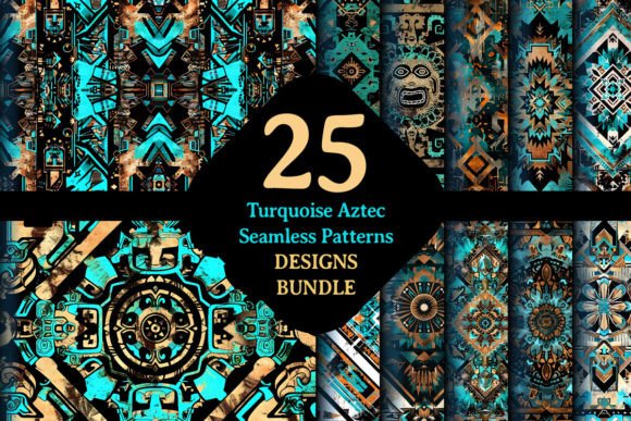 Aztec Turquoise Seamless Patterns