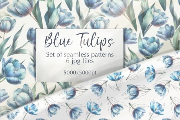 Blue Tulips Seamless Patterns