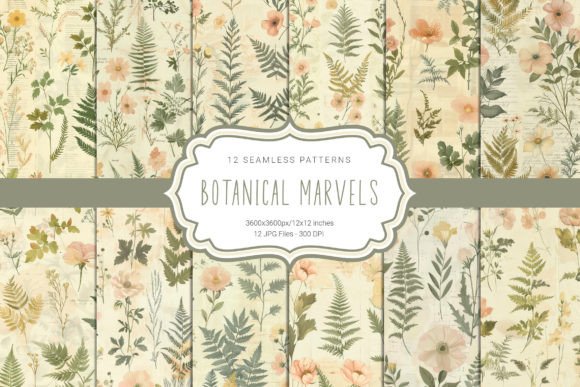 Botanical Marvels Seamless Patterns for Creatives