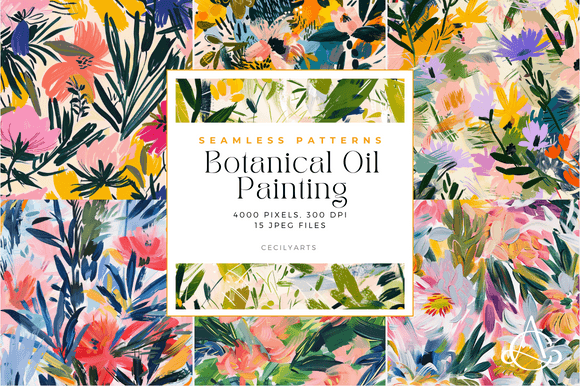 Botanical Oil Painting Seamless Patterns