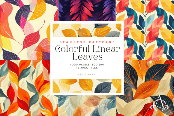 Colorful Linear Leaves Seamless Patterns: A Creative Spark for Your Next Project