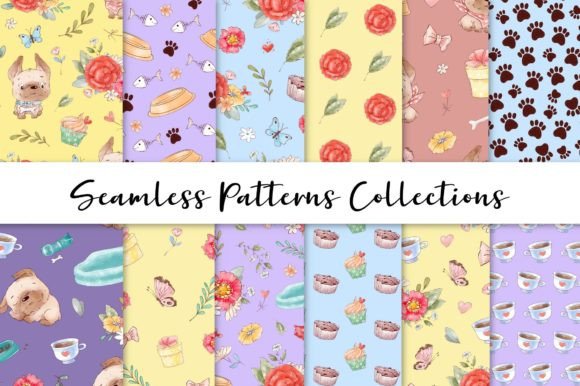 Cute Dog. Set of Seamless Patterns: Elevating Digital Creativity with High-Resolution Design