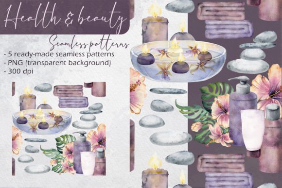 Health and Beauty Seamless Patterns for Creative Projects