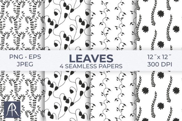 Leaves and Flowers Silhouettes Patterns
