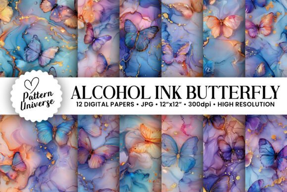 Pastel Alcohol Ink Butterfly Patterns: Elevating Your Craft Projects with Digital Elegance