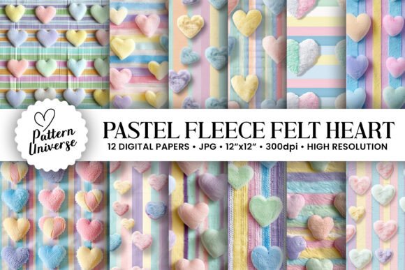 Pastel Fleece Felted Hearts Patterns