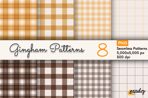 Revitalizing Creative Workflows with the Orange and Brown Gingham Patterns Set