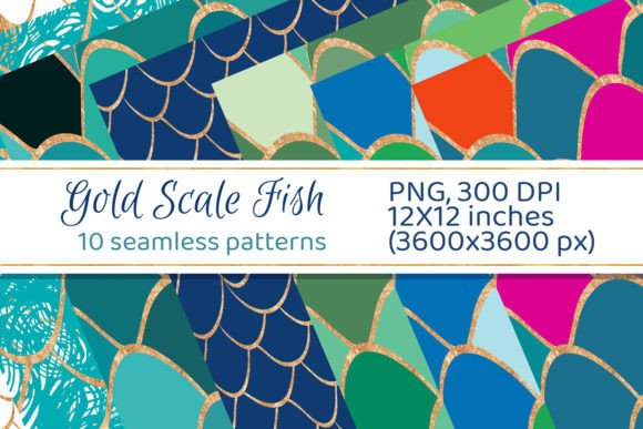 Seamless Patterns Mermaid Fish Dragon for Digital Creators