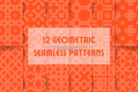 Unleash Creativity with 12 Vibrant Orange Geometric Seamless Patterns for Every Project