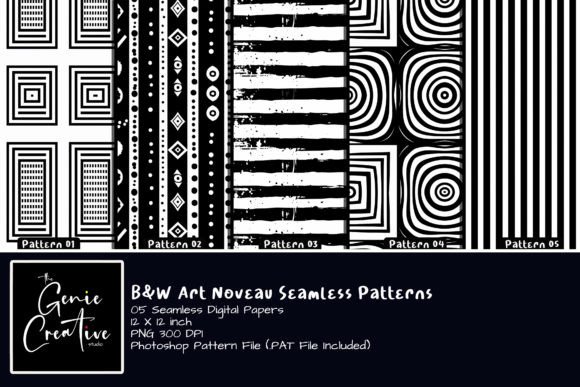 Unlocking Creative Potential with the B W Art Novae Seamless Patterns Set