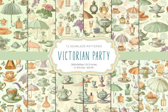 Victorian Party Seamless Patterns for Creative Projects