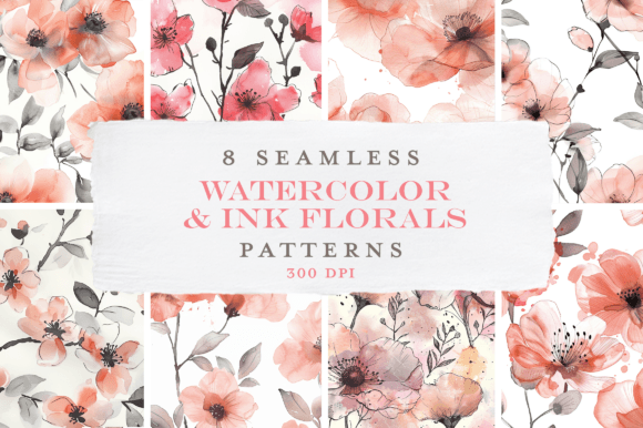 Watercolor and Ink Floral Patterns