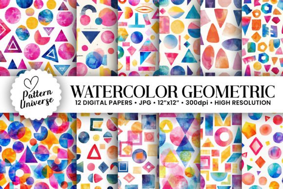 Watercolor Geometric Shapes Patterns: A Strategic Asset for Creative Branding and Design
