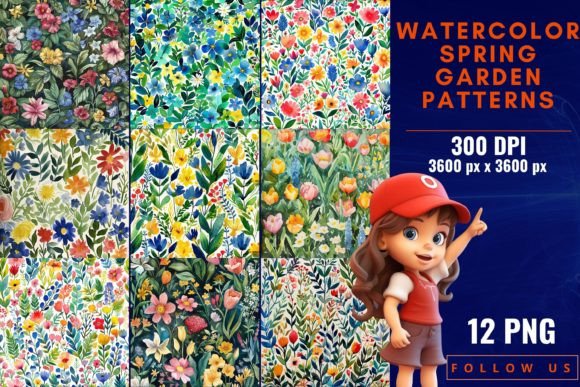 Watercolor Spring Garden Patterns