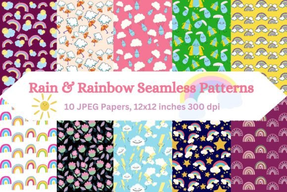 Whimsical Rain and Rainbow Patterns: A Guide to Digital Artistry